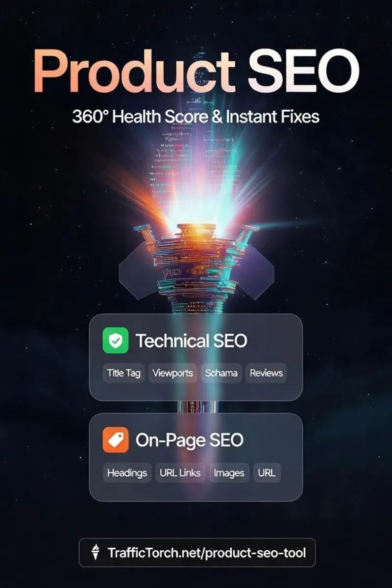 Product SEO Infographic – On-Page SEO and Technical SEO pillars with key metrics